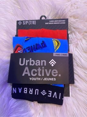 Urban Active Youth Boxer Briefs - Red, Blue, Black Size 7 8 NWT